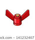 Red valve handle turning mechanism illustration 141232407
