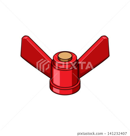 Red valve handle turning mechanism illustration Red valve handle turning mechanism illustration 141232407