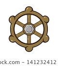 Industrial valve handle controlling liquid flow illustration 141232412