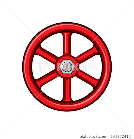 Red industrial valve handle turning control adjusting Red industrial valve handle turning control adjusting 141232413