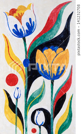 Tulip Modern Botanical Illustration vector background Tulip Modern Botanical Illustration vector background 141232708