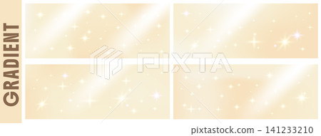 Beige glitter smooth background set with soft gradient and gradation shine. Four horizontal champagne party banners with sparkle and silk texture. Warm gold vector templates for Christmas event promo Beige glitter smooth background set with soft gradient and gradation shine. Four horizontal champagne party banners with sparkle and silk texture. Warm gold vector templates for Christmas event promo 141233210
