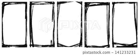 Bold handmade rectangle frame with brushy borders and rough painted edges. Punk handmade vignette and rectangle border on white backdrop. Vector urban collage elements for school poster or tag bg Bold handmade rectangle frame with brushy borders and rough painted edges. Punk handmade vignette and rectangle border on white backdrop. Vector urban collage elements for school poster or tag bg 141233231