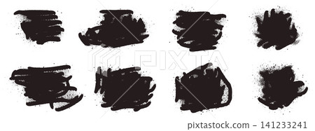 Graffiti texture grunge shapes with rough splatter and noise grain. Black spray paint texture frames with gritty dot for urban poster. Distressed vector graffiti splotch in bold stencil effect set Graffiti texture grunge shapes with rough splatter and noise grain. Black spray paint texture frames with gritty dot for urban poster. Distressed vector graffiti splotch in bold stencil effect set 141233241