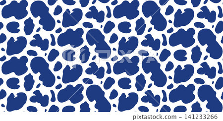 Animal spot cobalt blue seamless pattern for interior textile. Navy spot as elegant vector print with organic dalmatian motif. Bold monochrome animal design on white with modern skin repeat Animal spot cobalt blue seamless pattern for interior textile. Navy spot as elegant vector print with organic dalmatian motif. Bold monochrome animal design on white with modern skin repeat 141233266