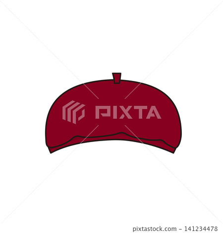 A simple and cute illustration of a red beret. 141234478