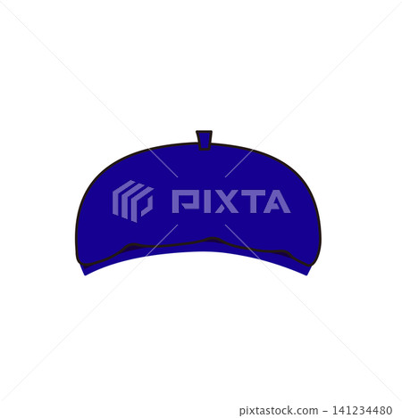 A simple and cute illustration of a beret in navy blue. 141234480