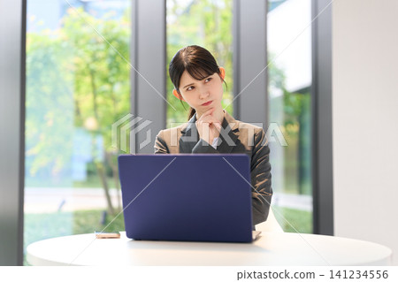 Businesswomen struggling with computer work 141234556