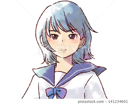 A high school girl with a determined look on her face 141234601