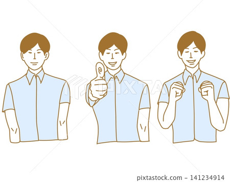 一組描繪身穿襯衫的男子的插圖。 一組描繪身穿襯衫的男子的插圖。 141234914