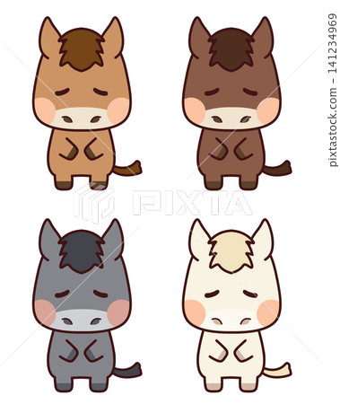 A horse bowing with its eyes closed. A horse bowing with its eyes closed. 141234969