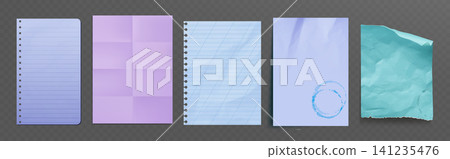 Realistic color paper sheets with folded texture 141235476