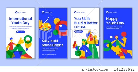Flat Cartoon International Youth Day Social Media Story Background Template Flat Cartoon International Youth Day Social Media Story Background Template 141235682