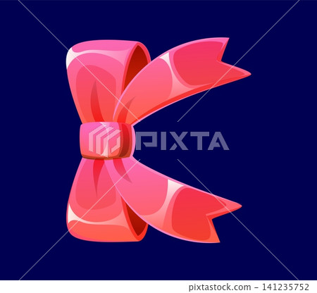 Beauty and spa font pink ribbon bow letter K, health care and relax typeface, ABC wellness English alphabet. Relax font type, beauty typeface. Wellness typeset with pink satin or silk bow decoration Beauty and spa font pink ribbon bow letter K, health care and relax typeface, ABC wellness English alphabet. Relax font type, beauty typeface. Wellness typeset with pink satin or silk bow decoration 141235752
