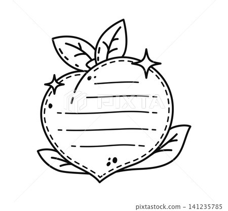 Fresh peach fruit kids memo note frame. Kids scrapbook fresh tropical vector frame, schedule vegetarian product ripe sticker. Child planner to do list ripe peach memo note or natural farm food label 141235785