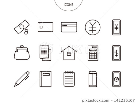 Household Budget Icon Pictogram Vector Illustration Set 141236107