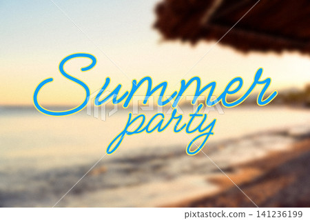 Birthday party event happening on a beach with decorations and joy all around Birthday party event happening on a beach with decorations and joy all around 141236199