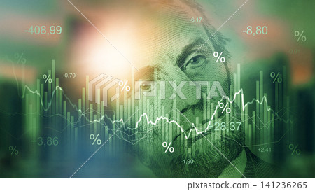Chart showing money trends with financial indicators during recession period Chart showing money trends with financial indicators during recession period 141236265