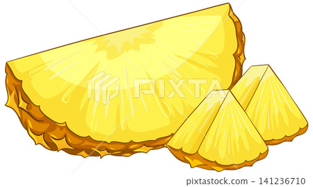 Fresh Pineapple Slices and Wedges Vector Illustration on White Background Fresh Pineapple Slices and Wedges Vector Illustration on White Background 141236710
