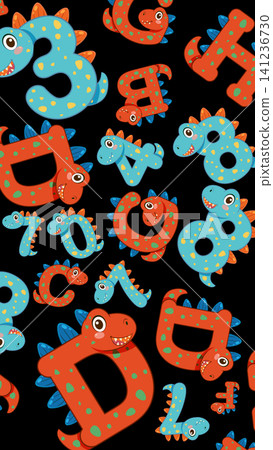 Cartoon Dinosaur Alphabet and Numbers Seamless Pattern for Preschool Education Cartoon Dinosaur Alphabet and Numbers Seamless Pattern for Preschool Education 141236730