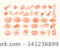 Assortment of Italian cuisine icons including 141236899