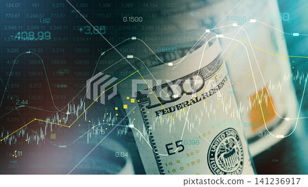 Chart showing money data with focus on recession trends and currency movements Chart showing money data with focus on recession trends and currency movements 141236917