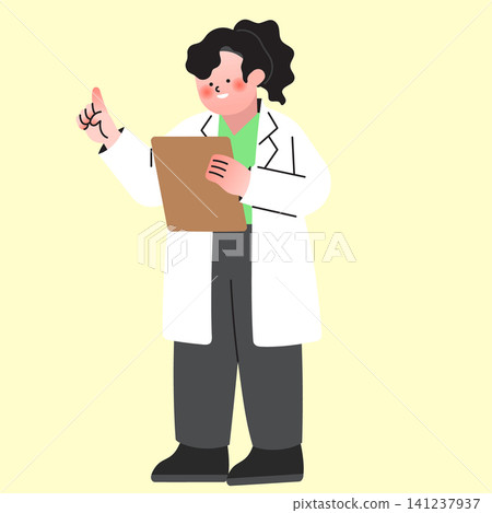 A health worker is standing and holding a clipboard. She smiles and gives a thumbs up. The background is a light color, creating a simple scene. A health worker is standing and holding a clipboard. She smiles and gives a thumbs up. The background is a light color, creating a simple scene. 141237937