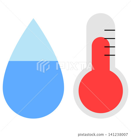 A water drop and a thermometer are displayed to show temperature levels. Students use these tools for a science experiment in a classroom setting during the afternoon. A water drop and a thermometer are displayed to show temperature levels. Students use these tools for a science experiment in a classroom setting during the afternoon. 141238007