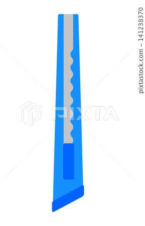 A craft knife is shown with a blue handle. The blade can be pulled in and out for safe cutting. This tool is used for various crafts and projects. It is important for precise work. A craft knife is shown with a blue handle. The blade can be pulled in and out for safe cutting. This tool is used for various crafts and projects. It is important for precise work. 141238370