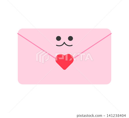 A pink envelope shows a smiley face with a heart on it. This envelope is used for sending notes or letters filled with love. It is simple and attractive. A pink envelope shows a smiley face with a heart on it. This envelope is used for sending notes or letters filled with love. It is simple and attractive. 141238404