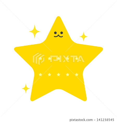 A bright yellow star with a smiling face sits in the center. It has small stars around it. The design is simple and easy to recognize. The star brings happiness and joy. A bright yellow star with a smiling face sits in the center. It has small stars around it. The design is simple and easy to recognize. The star brings happiness and joy. 141238545