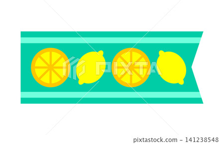 Bright blue banner shows yellow lemons and segments arranged in a row. This decoration is ideal for a summer party or festival. The design brings a fun vibe to the setting. Bright blue banner shows yellow lemons and segments arranged in a row. This decoration is ideal for a summer party or festival. The design brings a fun vibe to the setting. 141238548