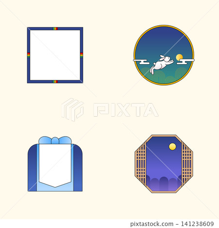 Various designs feature circular and square frames with different colors and patterns. Some frames have simple graphics, while others show details like a moon and clouds. Various designs feature circular and square frames with different colors and patterns. Some frames have simple graphics, while others show details like a moon and clouds. 141238609