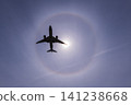 This is a photo of an airplane passing through a halo. 141238668
