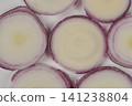 Slices of Red Onion Background 141238804