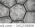 Close up view of frozen ice cubes inside a hexagonal silicone mold 141238806