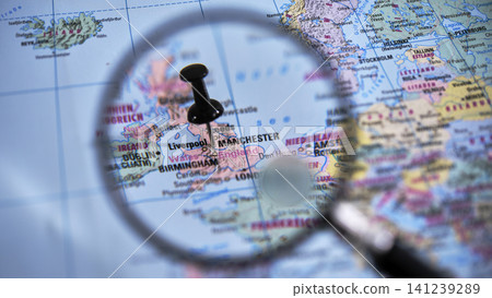 Exploring the map with a focus on Manchester, UK 141239289