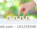A hand of a person choosing a dollar from among various currency symbols such as yen and dollars—an image representing foreign currency deposits and exchange rates. 141239346