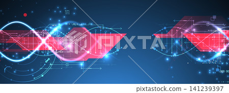 Futuristic digital DNA background with neon molecule structure. Vector Futuristic digital DNA background with neon molecule structure. Vector 141239397