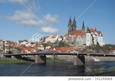 Historic Meissen Castle and Cathedral by Elbe River in Germany Historic Meissen Castle and Cathedral by Elbe River in Germany 141240069