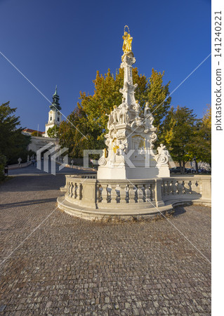 Marian column fronting Nitra Cathedral at Jan Pavol II Square Marian column fronting Nitra Cathedral at Jan Pavol II Square 141240221