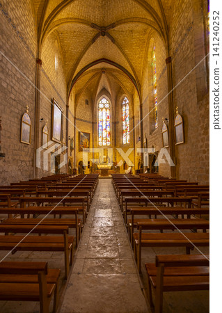 Navigating the central aisle of Collegiale Saint Pierre church Navigating the central aisle of Collegiale Saint Pierre church 141240252