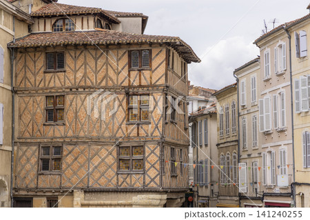 Historic half timbered house at Place de la Republique in Auch Historic half timbered house at Place de la Republique in Auch 141240255