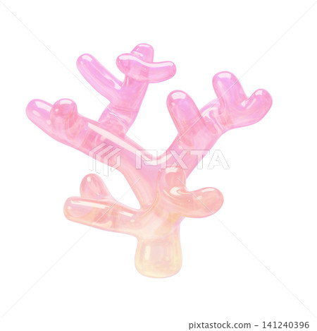 Dreamy and cute puffy sticker-style 3D sea creature icons - Coral Dreamy and cute puffy sticker-style 3D sea creature icons - Coral 141240396