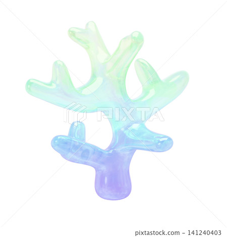 夢幻可愛的立體海洋生物貼紙風格3D圖示 - 珊瑚 夢幻可愛的立體海洋生物貼紙風格3D圖示 - 珊瑚 141240403