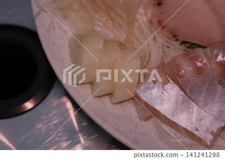 Fresh Sashimi Platter with Seafood Arrangement Fresh Sashimi Platter with Seafood Arrangement 141241298