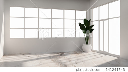 Tiles wall design empty white modern minimal style. 3D illustration rendering 141241343