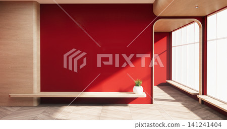Red modern room,minimal designs. 3d rendering Red modern room,minimal designs. 3d rendering 141241404