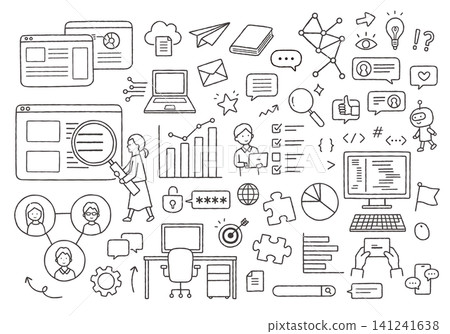 Hand-drawn business icon set assortment 4 141241638