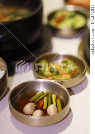 Fresh Food Ingredients in Metal Bowls 141241835